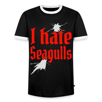 I hate Seagulls Ich hasse Möwen Segler Kapitän - Männer Kontrast-T-Shirt - Schwarz/Weiß - Vorne - AI Model Female 172 light (172cm) & AI Model Male 178 light (178cm)
