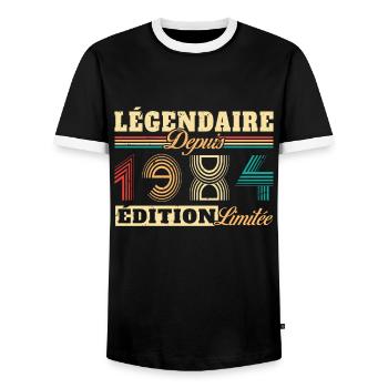 Légendaire Depuis 1984 - T-shirt contrasté Homme - noir/blanc - Devant - AI Model Female 172 light (172cm) & AI Model Male 178 light (178cm)
