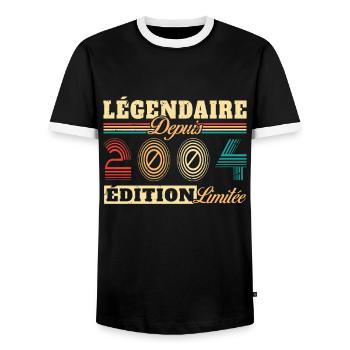 Légendaire Depuis 2004 - T-shirt contrasté Homme - noir/blanc - Devant - AI Model Female 172 light (172cm) & AI Model Male 178 light (178cm)