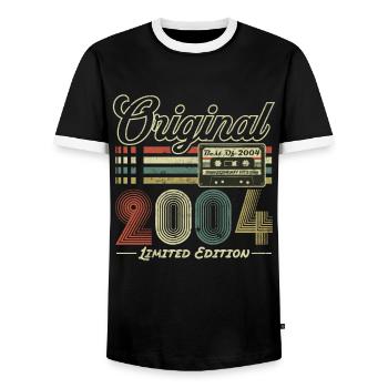 Original 2004 Vintage Jahrgang Retro Geburtstag - Männer Kontrast-T-Shirt - Schwarz/Weiß - Vorne - AI Model Female 172 light (172cm) & AI Model Male 178 light (178cm)