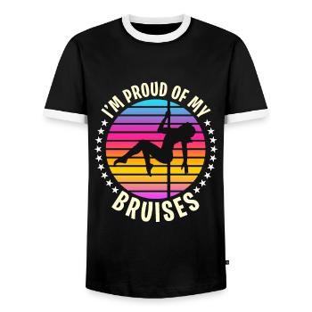 Pole Dancing I'm Proud Of My Bruises Pole Fitness - Men's Ringer Shirt - black/white - Front - AI Model Female 172 light (172cm) & AI Model Male 178 light (178cm)