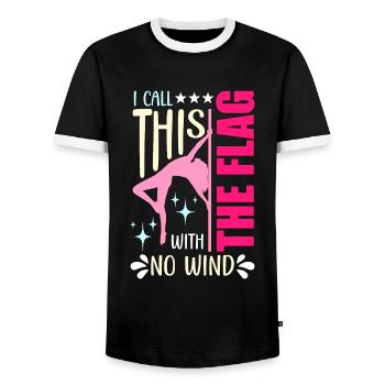 Pole Dancing I Call This The Flag With Pole Fit - Men's Ringer Shirt - black/white - Front - AI Model Female 172 light (172cm) & AI Model Male 178 light (178cm)