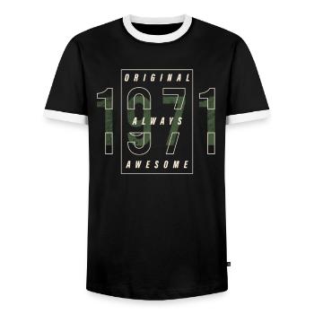 Cadeau urbain original 1971 année de naissance vintage - T-shirt contrasté Homme - noir/blanc - Devant - AI Model Female 172 light (172cm) & AI Model Male 178 light (178cm)