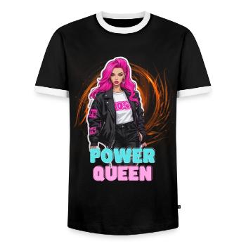 Power Queen - für die starke, selbstbewußte Frau - Männer Kontrast-T-Shirt - Schwarz/Weiß - Vorne - AI Model Female 172 light (172cm) & AI Model Male 178 light (178cm)