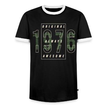 Original 1976 Geburtsjahr Urban Geschenk Jahrgang - Männer Kontrast-T-Shirt - Schwarz/Weiß - Vorne - AI Model Female 172 light (172cm) & AI Model Male 178 light (178cm)