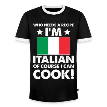 Italian Cuisine Cook Chef I´m Italian Of Course I - Men's Ringer Shirt - black/white - Front - AI Model Female 172 light (172cm) & AI Model Male 178 light (178cm)