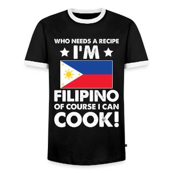 Filipino Cuisine Cook Chef I´m Filipino Of Course - Men's Ringer Shirt - black/white - Front - AI Model Female 172 light (172cm) & AI Model Male 178 light (178cm)