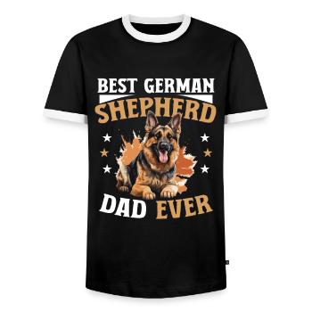 Dog Breed Pet Best German Shepherd Dad Ever - Männer Kontrast-T-Shirt - Schwarz/Weiß - Vorne - AI Model Female 172 light (172cm) & AI Model Male 178 light (178cm)