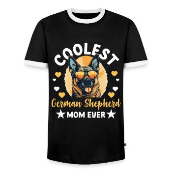 Dog Breed Coolest German Shepherd Mom Ever - Men's Ringer Shirt - black/white - Front - AI Model Female 172 light (172cm) & AI Model Male 178 light (178cm)