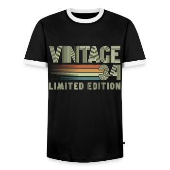 Vintage 1934 Humor Retro Anniversary Gift - Men's Ringer Shirt - black/white - Front - AI Model Female 172 light (172cm) & AI Model Male 178 light (178cm)