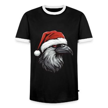 Krähe Rabe Weihnachten Tier Kopf - Männer Kontrast-T-Shirt - Schwarz/Weiß - Vorne - AI Model Female 172 light (172cm) & AI Model Male 178 light (178cm)