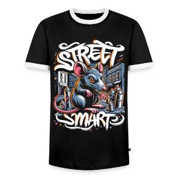 Ratte: Graffiti-Kunst - Männer Kontrast-T-Shirt - Schwarz/Weiß - Vorne - AI Model Female 172 light (172cm) & AI Model Male 178 light (178cm)