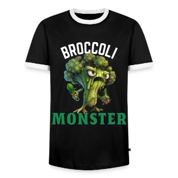 Broccoli Monster - Men's Ringer Shirt - black/white - Front - AI Model Female 172 light (172cm) & AI Model Male 178 light (178cm)