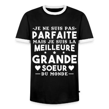 Je suis la meilleure grande soeur du monde - T-shirt contrasté Homme - noir/blanc - Devant - AI Model Female 172 light (172cm) & AI Model Male 178 light (178cm)