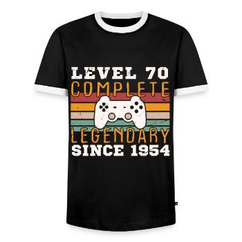 Level 70 Complete 1954 Birthday Gift - Men's Ringer Shirt - black/white - Front - AI Model Female 172 light (172cm) & AI Model Male 178 light (178cm)