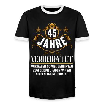 Wir haben viel gemeinsam 45.Hochzeitstag - Männer Kontrast-T-Shirt - Schwarz/Weiß - Vorne - AI Model Female 172 light (172cm) & AI Model Male 178 light (178cm)