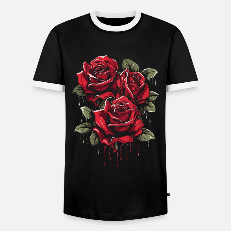 Red Rose Goth Cool - Men's Ringer Shirt - black/white
