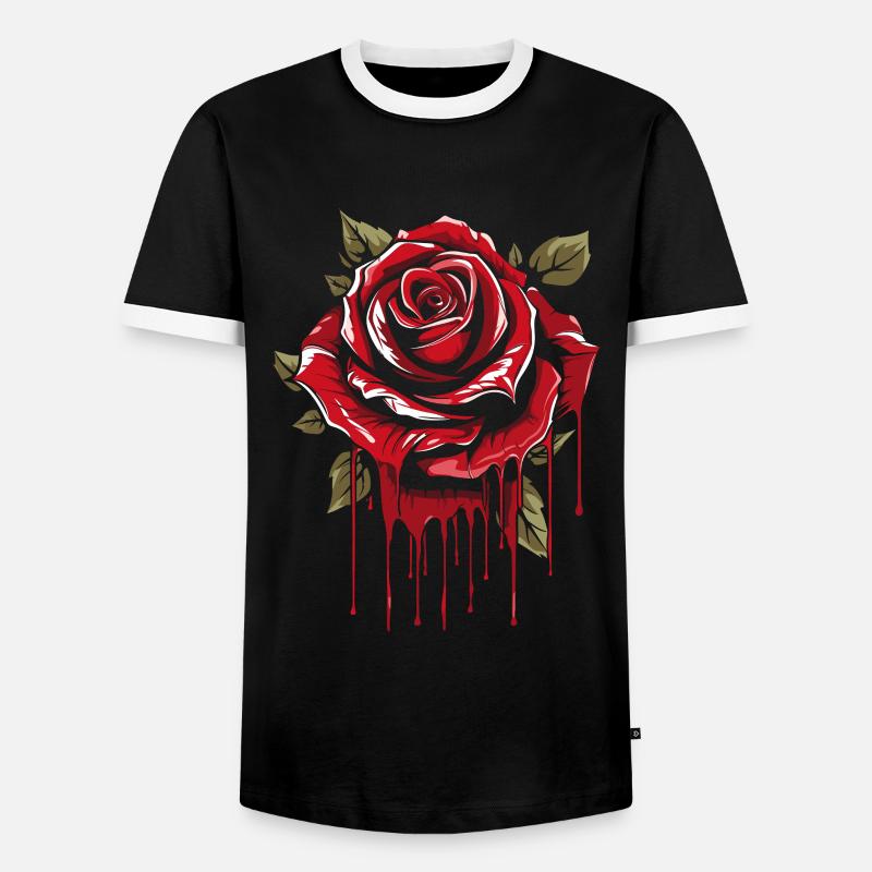 Red Rose Goth Cool - Men's Ringer Shirt - black/white