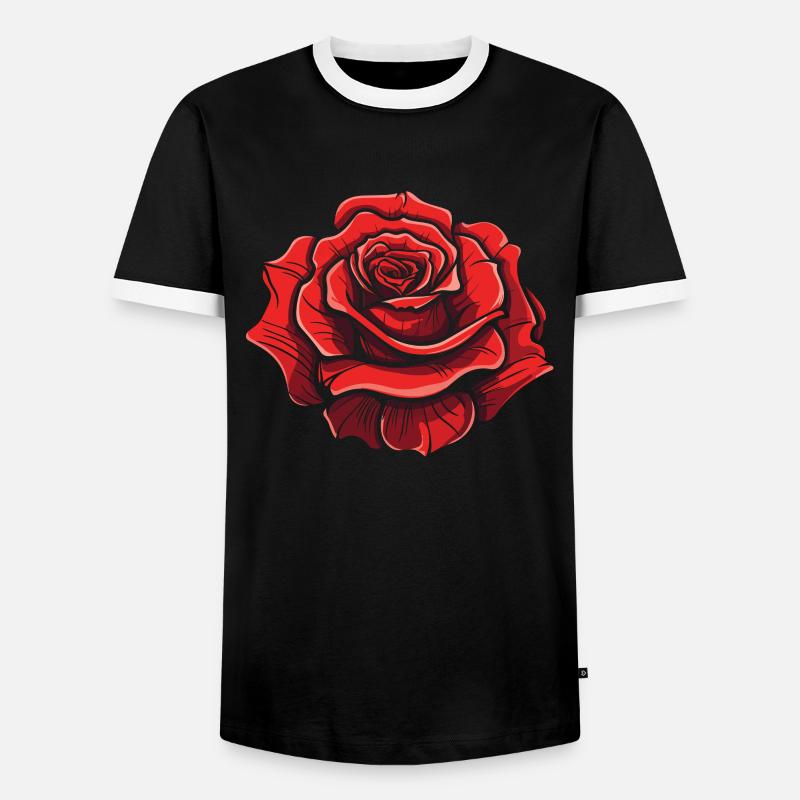 Rote Rose Goth Cool - Männer Kontrast-T-Shirt - Schwarz/Weiß