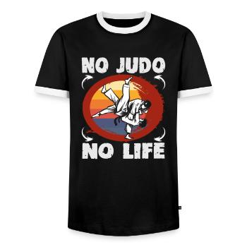 Judo Kampfsport Judo Trainer Judoka - Männer Kontrast-T-Shirt - Schwarz/Weiß - Vorne - AI Model Female 172 light (172cm) & AI Model Male 178 light (178cm)