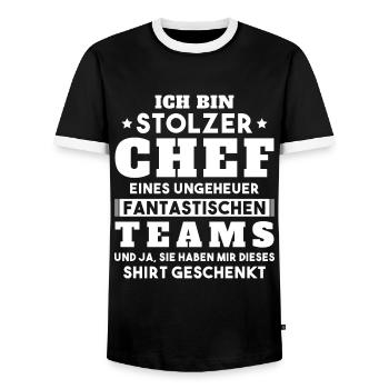 Ich bin Stolzer Chef Geschenkidee - Männer Kontrast-T-Shirt - Schwarz/Weiß - Vorne - AI Model Female 172 light (172cm) & AI Model Male 178 light (178cm)