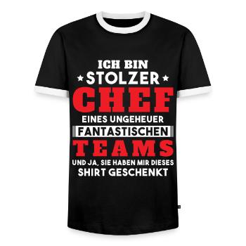 Ich bin Stolzer Chef Geschenkidee - Männer Kontrast-T-Shirt - Schwarz/Weiß - Vorne - AI Model Female 172 light (172cm) & AI Model Male 178 light (178cm)