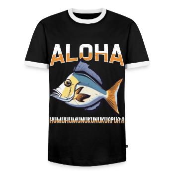 Humuhumunukunukuapua'a Reef Triggerfish - Men's Ringer Shirt - black/white - Front - AI Model Female 172 light (172cm) & AI Model Male 178 light (178cm)