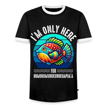 Humuhumunukunukuapua'a Reef Hawaiian Triggerfish - Men's Ringer Shirt - black/white - Front - AI Model Female 172 light (172cm) & AI Model Male 178 light (178cm)