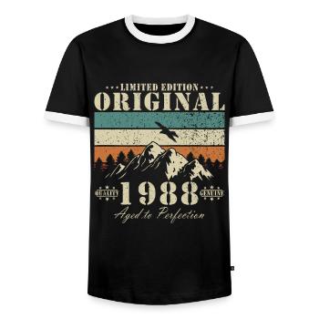 1988 Original Vintage rétro 1988 anniversaire - T-shirt contrasté Homme - noir/blanc - Devant - AI Model Female 172 light (172cm) & AI Model Male 178 light (178cm)