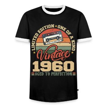 Vintage 1960 Cadeau D'anniversaire Retro 1960 - T-shirt contrasté Homme - noir/blanc - Devant - AI Model Female 172 light (172cm) & AI Model Male 178 light (178cm)