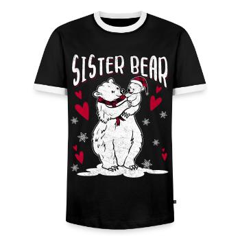 Sister Bear - Männer Kontrast-T-Shirt - Schwarz/Weiß - Vorne - AI Model Female 172 light (172cm) & AI Model Male 178 light (178cm)