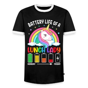 Cafeteria-Besatzung - Männer Kontrast-T-Shirt - Schwarz/Weiß - Vorne - AI Model Female 172 light (172cm) & AI Model Male 178 light (178cm)