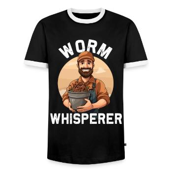 Earthworm -Worm Farmers -Worm Farm Skills - Men's Ringer Shirt - black/white - Front - AI Model Female 172 light (172cm) & AI Model Male 178 light (178cm)