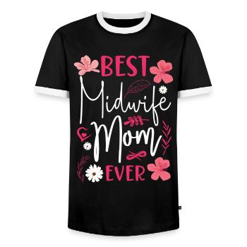 Nurse Midwife Birth Worker Mom - Men's Ringer Shirt - black/white - Front - AI Model Female 172 light (172cm) & AI Model Male 178 light (178cm)