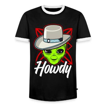 Howdy Alien Cowboy Space UFO Funny Western Rodeo - Männer Kontrast-T-Shirt - Schwarz/Weiß - Vorne - AI Model Female 172 light (172cm) & AI Model Male 178 light (178cm)