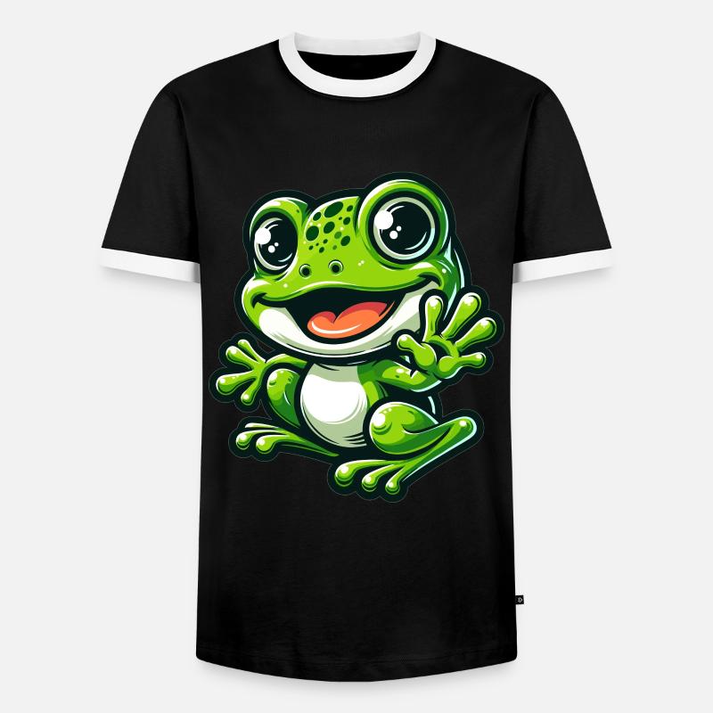 Frog Comic Cute Frog - Men's Ringer Shirt - black/white