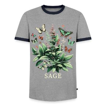 Herbs Herbalist Plant Gardening Gardener Botanical - Men's Ringer Shirt - grey/navy  - Front - AI Model Female 172 light (172cm) & AI Model Male 178 light (178cm)