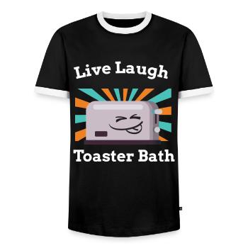 Live Laugh Toaster Bath Toast Toaster - Men's Ringer Shirt - black/white - Front - AI Model Female 172 light (172cm) & AI Model Male 178 light (178cm)