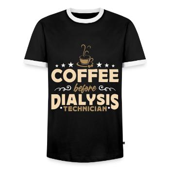 Dialysis Technician Coffee Nephrology Coffee Lover - Men's Ringer Shirt - black/white - Front - AI Model Female 172 light (172cm) & AI Model Male 178 light (178cm)