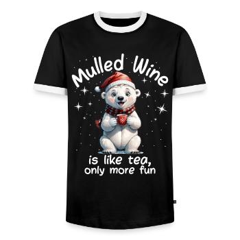 Christmas Market Funny Mulled Wine Drink Sayings - Men's Ringer Shirt - black/white - Front - AI Model Female 172 light (172cm) & AI Model Male 178 light (178cm)