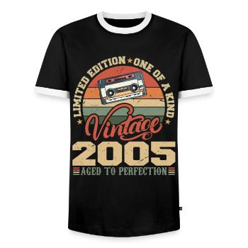 Vintage 2005 Cadeau D'anniversaire Retro 2005 - T-shirt contrasté Homme - noir/blanc - Devant - AI Model Female 172 light (172cm) & AI Model Male 178 light (178cm)