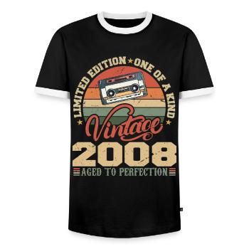 Jahrgang 2008 Retro Geburtstagsgeschenk 2008 - Männer Kontrast-T-Shirt - Schwarz/Weiß - Vorne - AI Model Female 172 light (172cm) & AI Model Male 178 light (178cm)