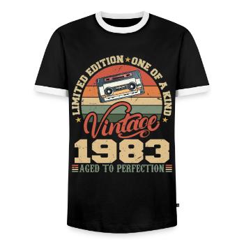 Jahrgang 1983 Retro Geburtstagsgeschenk 1983 - Männer Kontrast-T-Shirt - Schwarz/Weiß - Vorne - AI Model Female 172 light (172cm) & AI Model Male 178 light (178cm)