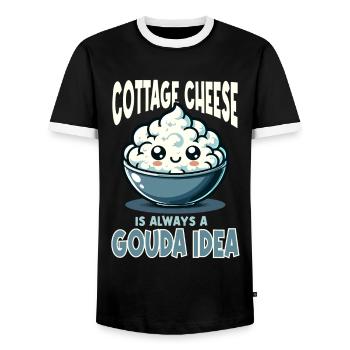 Hüttenkäse Gouda Idee - Männer Kontrast-T-Shirt - Schwarz/Weiß - Vorne - AI Model Female 172 light (172cm) & AI Model Male 178 light (178cm)