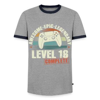Level 16 Complete Geschenk zum 16. Geburtstag - Männer Kontrast-T-Shirt - Grau/Navy  - Vorne - AI Model Female 172 light (172cm) & AI Model Male 178 light (178cm)