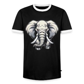Éléphant - T-shirt contrasté Homme - noir/blanc - Devant - AI Model Female 172 light (172cm) & AI Model Male 178 light (178cm)
