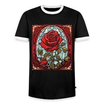 Rote Rose Goth - Männer Kontrast-T-Shirt - Schwarz/Weiß - Vorne - AI Model Female 172 light (172cm) & AI Model Male 178 light (178cm)