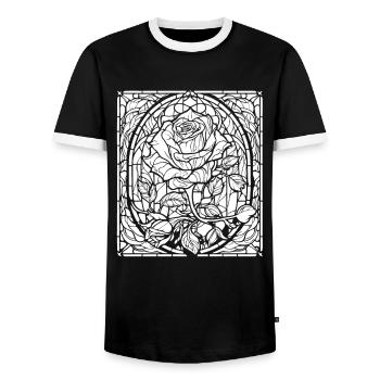 Rose rouge Goth - T-shirt contrasté Homme - noir/blanc - Devant - AI Model Female 172 light (172cm) & AI Model Male 178 light (178cm)