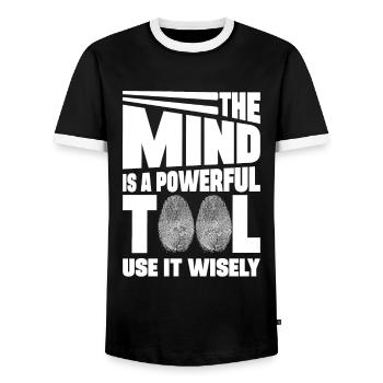 Mind Powerful Tool Professional Forensic Gift - Men's Ringer Shirt - black/white - Front - AI Model Female 172 light (172cm) & AI Model Male 178 light (178cm)