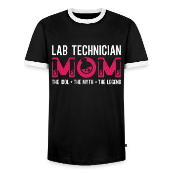 Lab Technician Mom The Idol The Myth Researcher - Men's Ringer Shirt - black/white - Front - AI Model Female 172 light (172cm) & AI Model Male 178 light (178cm)